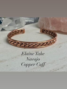 Elaine Tahe Navajo Copper Cuff Bracelet - Warm Copper